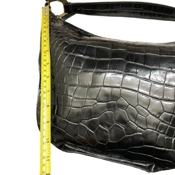 Furla black embossed leather shoulder bucket bag - Picture 10 of 15